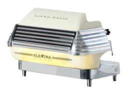 Elektra Vintage Espresso Machine With A Cream-Colored Body And Chrome Accents.